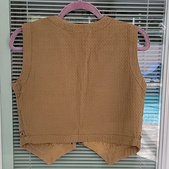 Vintage Cotton Beaded Embroidered Vest Sz M - Picture 3 of 9